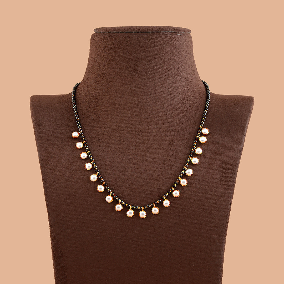 Single Line Gold Pearl Necklace Chain - Krishna Jewellers Pearls and Gems